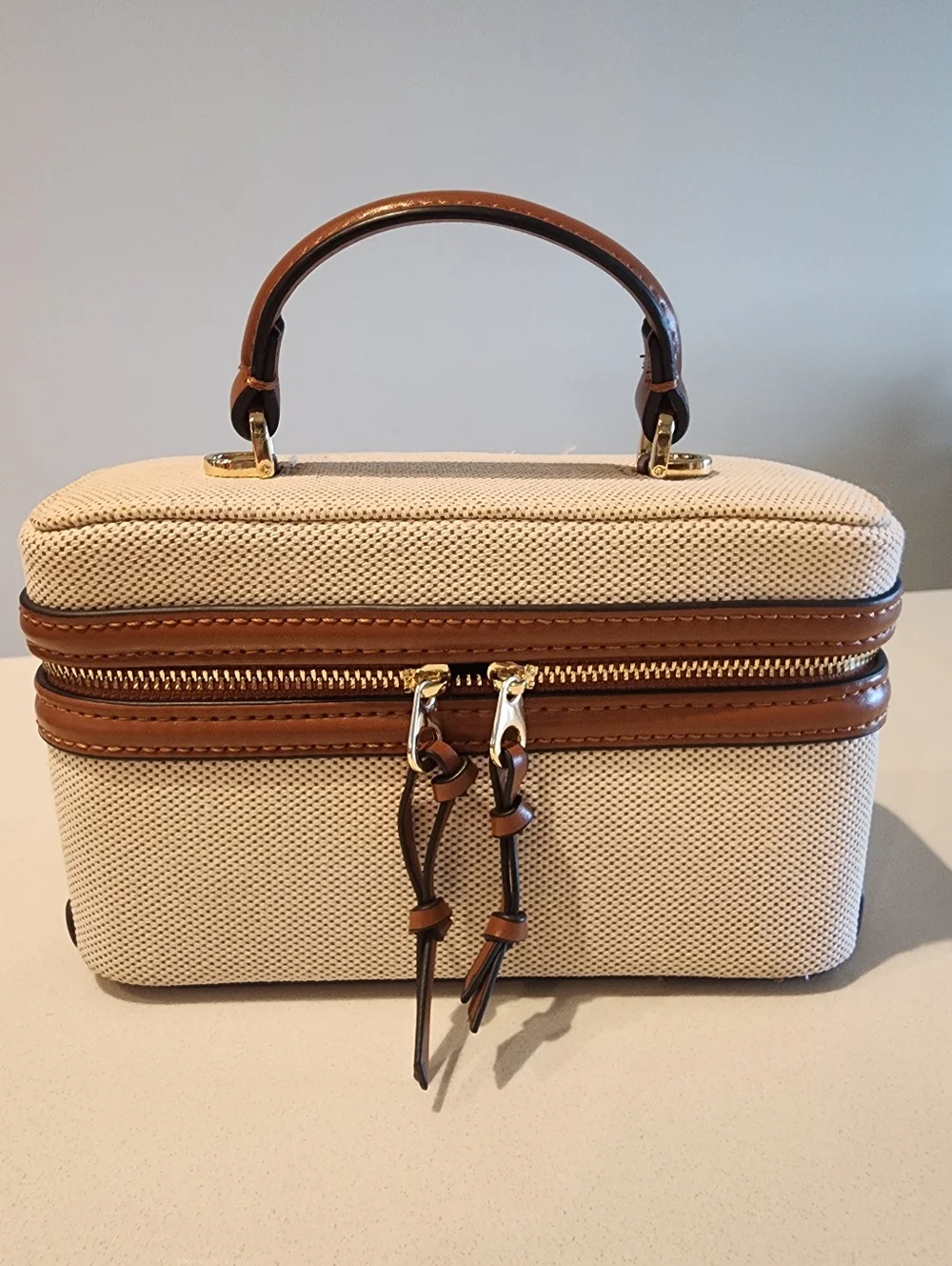 Zara Cream And Tan Box Bag Crossbody - Picture 3 of 12